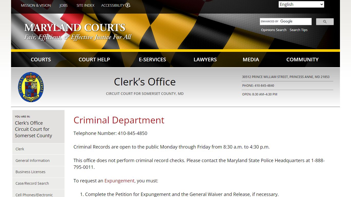 Criminal Department - Maryland Courts