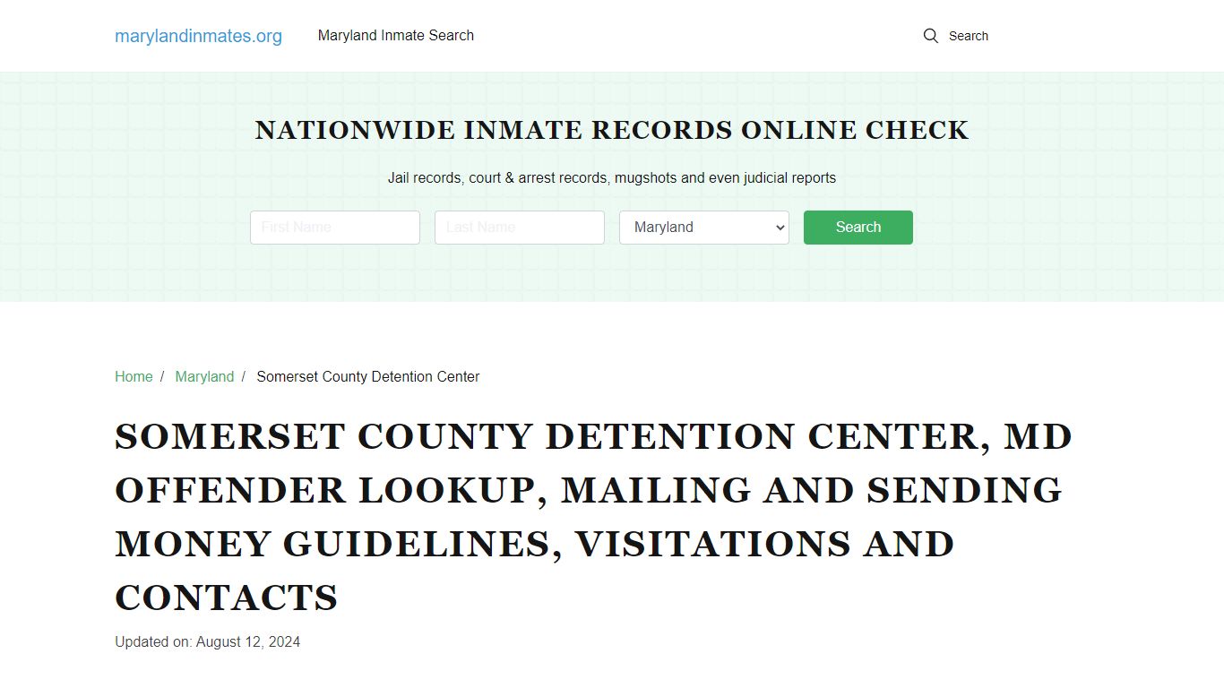 Somerset County Detention Center - Maryland Inmate S